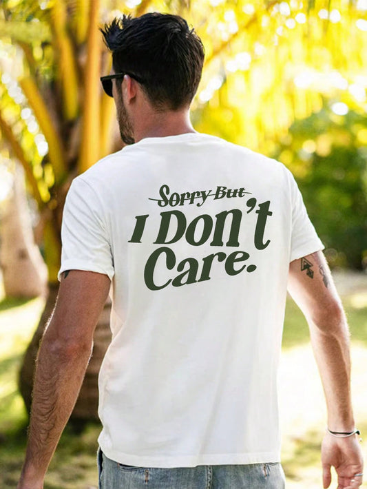 Elevate your fashion game with our I don't Care Tshirt! This staple piece not only showcases your style and personality, but also offers high quality and comfort. Be confident and effortlessly express yourself with this must-have men's tshirt.
