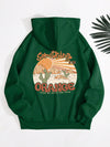 Cute and Cozy: Cactus Letter Graphic Drawstring Thermal Lined Hoodie