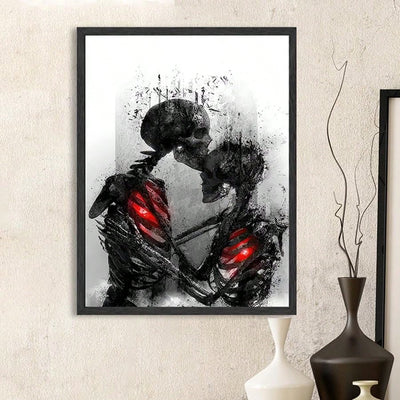 Love in Death: Hug Skeleton Wall Art for Modern Home Decoration