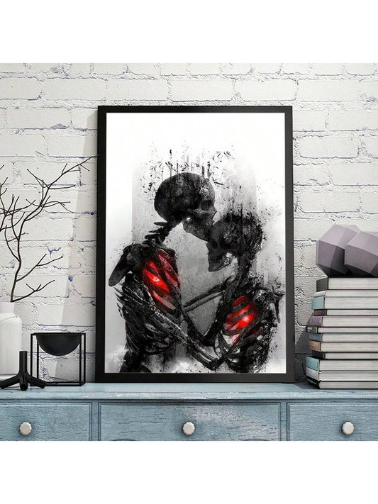 Enhance the modern décor of your home with our Love in Death: Hug Skeleton Wall Art. Crafted with attention to detail, this piece adds a unique touch to any room. The skeleton's embrace signifies eternal love and will infuse your space with a sense of romance and mystery.