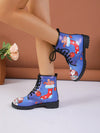 Vintage Christmas Delight: Women's Fashion Printed Pattern Lace-up Boots