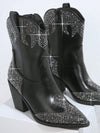 Sparkle and Shine: Rhinestone Detail Pointed Toe Chunky Heel Fashion Boots