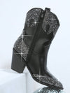 Sparkle and Shine: Rhinestone Detail Pointed Toe Chunky Heel Fashion Boots