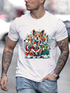 Cute Santa Corgi Men's Tee: Stylish and Casual Short Sleeve T-Shirt for Summer