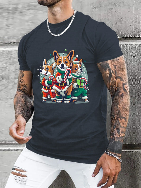 Experience ultimate comfort and style with our Cute Santa Corgi Men's Tee. Made for summer, this stylish and casual short sleeve t-shirt features a cute Santa Corgi design. Crafted with high-quality materials, it offers both comfort and durability. Perfect for any occasion, elevate your wardrobe with this must-have tee.