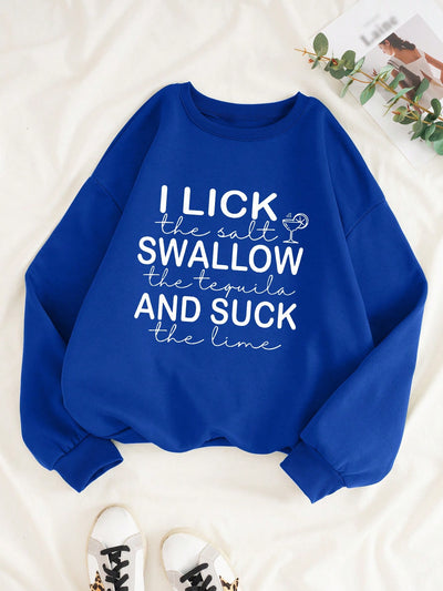 Stay Cozy and Stylish with our Slogan Graphic Drop Shoulder Sweatshirt