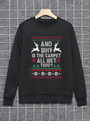 Festive Men's Christmas Print Sweatshirt: Stay Warm and Stylish This Holiday Season!