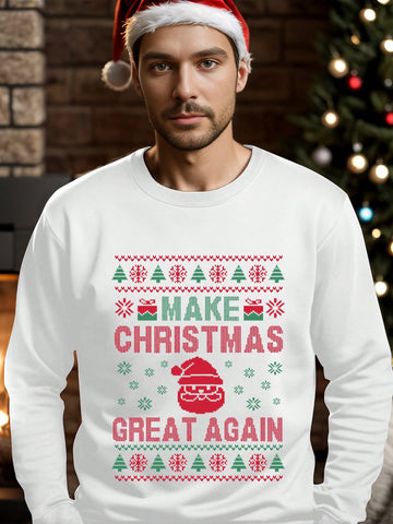 Festive Men's Christmas Print Sweatshirt: Embrace the Holiday Spirit in Style!