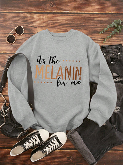 Stay Warm and Stylish with our Plus Slogan Graphic Thermal-Lined Sweatshirt