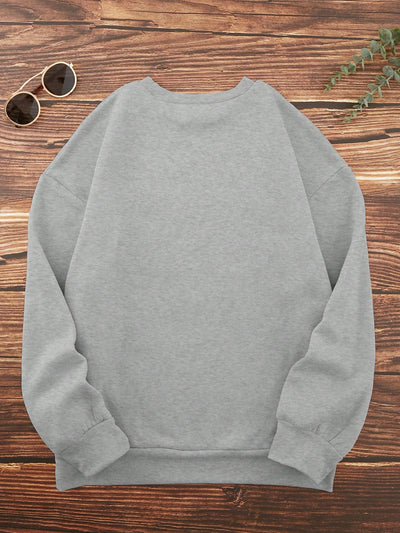 Stay Warm and Stylish with our Plus Slogan Graphic Thermal-Lined Sweatshirt