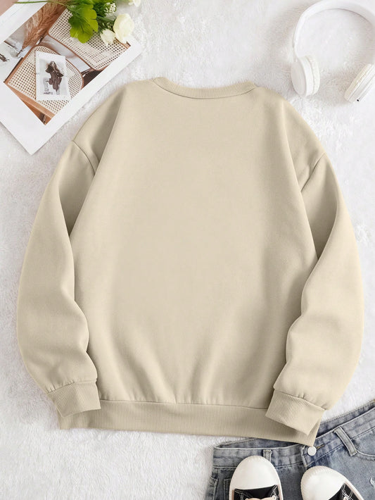 Women's Letter Print Drop Shoulder Sweatshirt: Stay Cozy in Style!