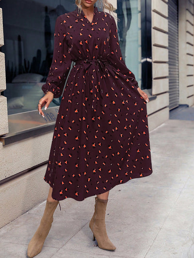 Chic and Stylish: Women's Lantern Sleeve Printed Shift Dress