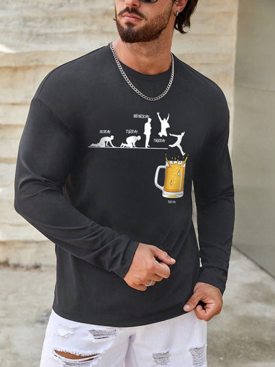 Men's Beer Figure Graphic Tee: Embrace Nature's Strength and Style