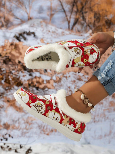 Fashionable Snow Boots for Women: Beige Christmas Shoes with White Fur - Ideal for Winter Sports and Casual Wear