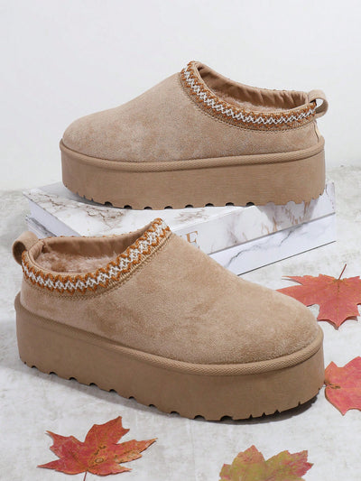 Stylish and Cozy: Plain Flatform Warm Shoes