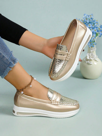 Metallic Chic: Women's Slip-Resistant One-Foot Pedal Flats