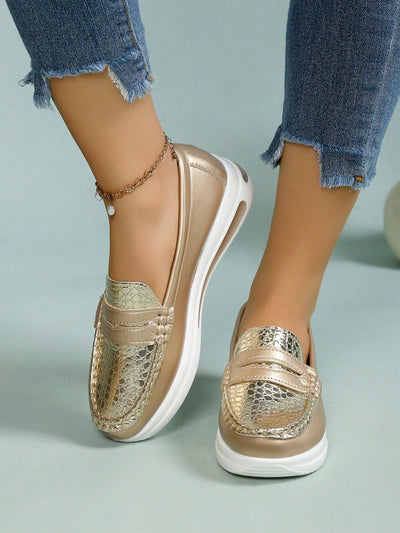 Metallic Chic: Women's Slip-Resistant One-Foot Pedal Flats