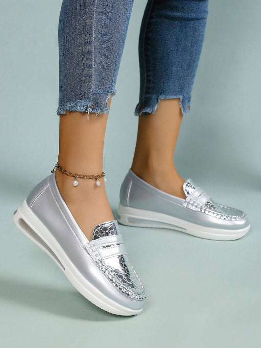 Metallic Chic: Women's Slip-Resistant One-Foot Pedal Flats