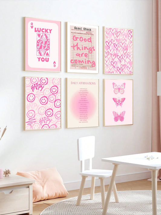 Enhance your living space with Positivity in Pink. This set of 6 preppy art posters brings a trendy touch to your modern home. With inspiring messages and chic design, these posters add a positive and stylish element to any room. Elevate your décor and boost your mood with Positivity in Pink.