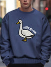 Men's Cartoon and Letter Graphic Thermal Lined Sweatshirt: Stay Cozy and Stylish All Winter!