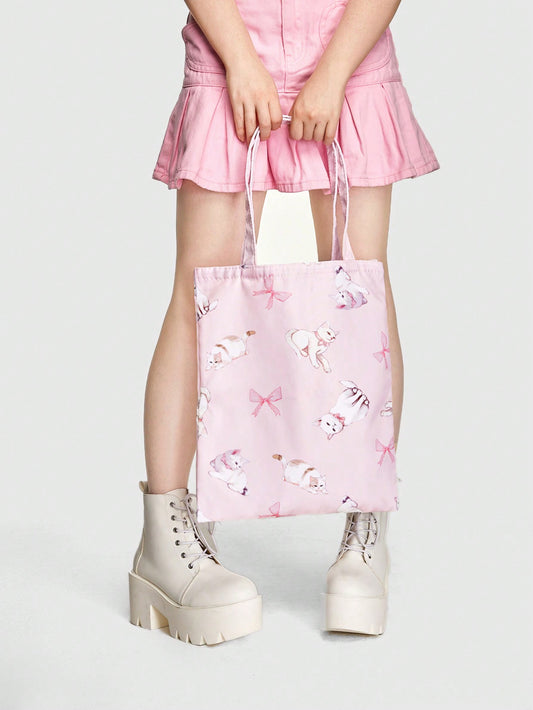Cat Bowknot Kawaii Tote Bag: Carry Your Essentials in Purr-fect Style