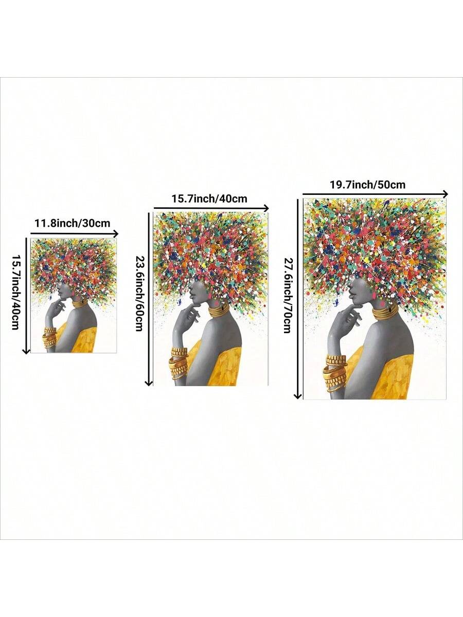 Introduce vibrant and striking wall decor into your home with our Colorful Black African Woman Canvas Wall Art. This piece features a captivating portrayal of a black African woman, bringing a touch of culture and beauty to any room. Elevate your home with this stunning canvas and bring a unique and colorful statement to your decor.