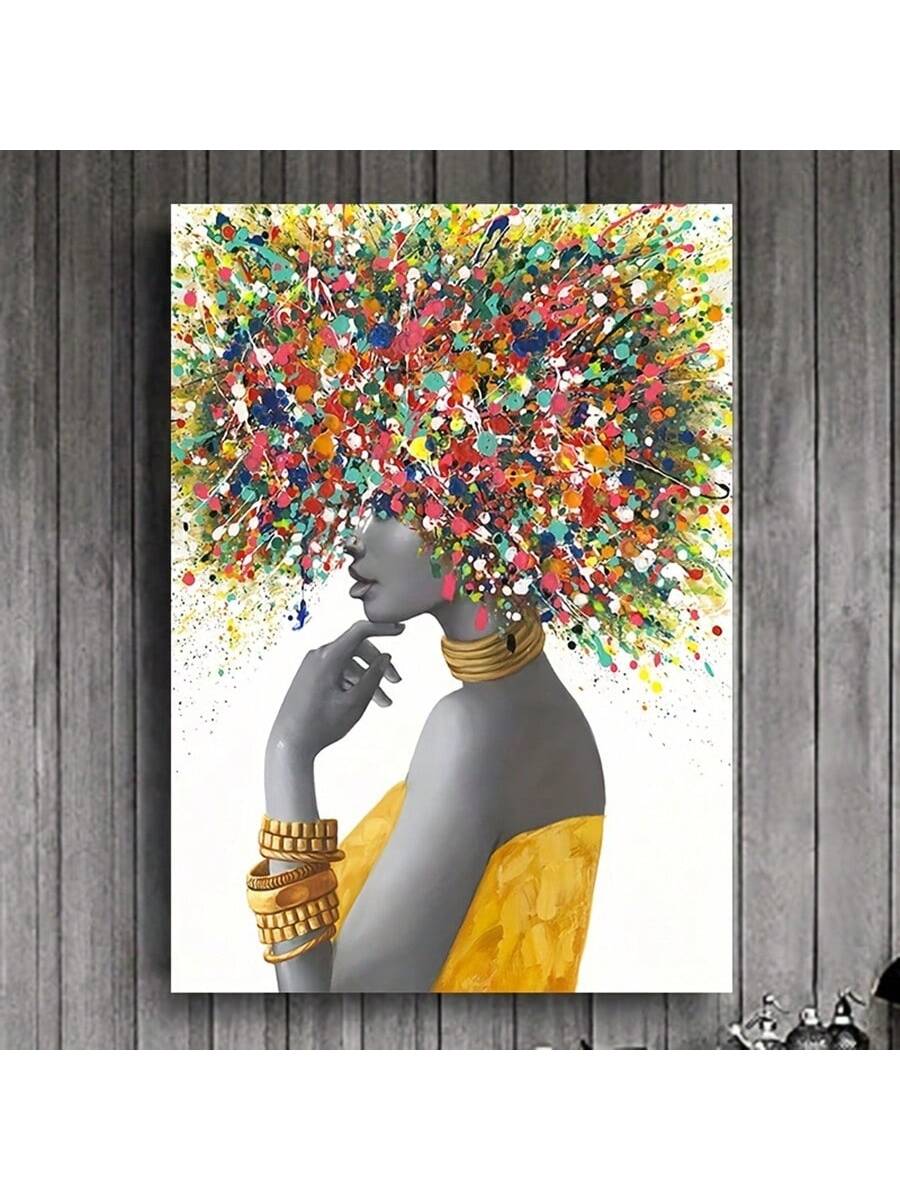 Introduce vibrant and striking wall decor into your home with our Colorful Black African Woman Canvas Wall Art. This piece features a captivating portrayal of a black African woman, bringing a touch of culture and beauty to any room. Elevate your home with this stunning canvas and bring a unique and colorful statement to your decor.