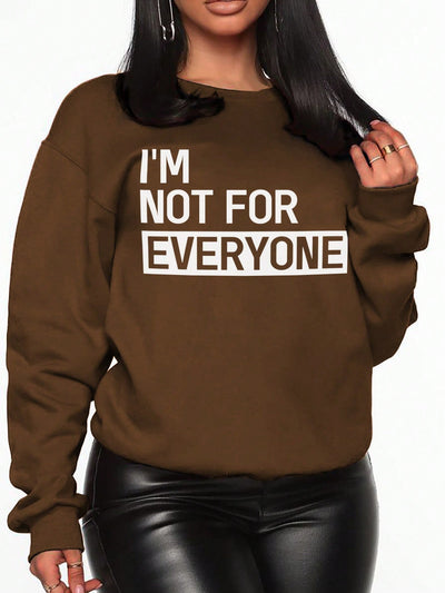 Get Cozy and Chic with our Plus Slogan Graphic Drop Shoulder Sweatshirt