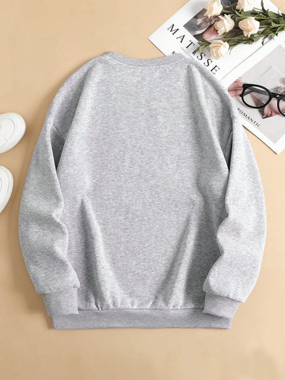 Skull Pattern Grey Round Neck Sweatshirt - A Chic Statement Piece for Edgy Fashionistas