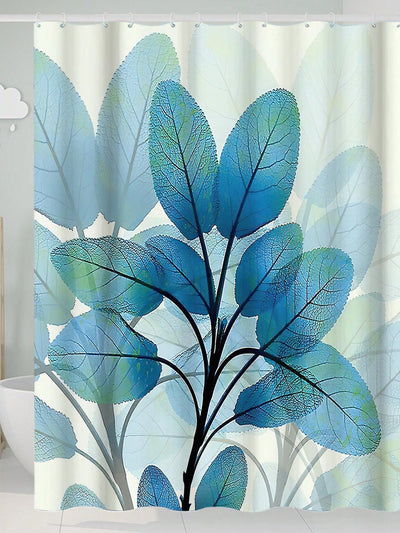 Modern Leaf Printed Polyester Fiber Shower Curtain: Elevate your Bathroom Décor with this Waterproof Home Essential