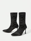 Dazzling Diva: Rhinestone Decor Irregular Diamond Shape High Heel Boots