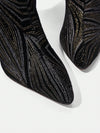 Dazzling Diva: Rhinestone Decor Irregular Diamond Shape High Heel Boots
