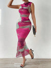 Radiant Tie-Dye Mesh Bodycon Dress