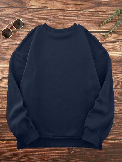 Cozy and Stylish Winter Essential Floral Slogan Graphic Thermal Lined Sweatshirt