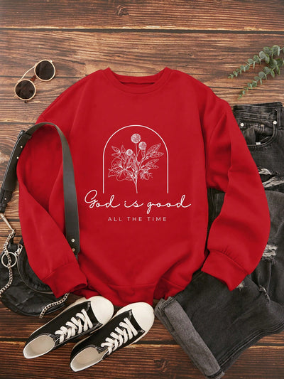 Stay warm and fashionable this winter with our Cozy and Stylish Floral Sweatshirt. With a thermal lining, it will keep you toasty while the floral design adds a touch of elegance. The slogan graphic adds a playful touch. A must-have for any winter wardrobe.