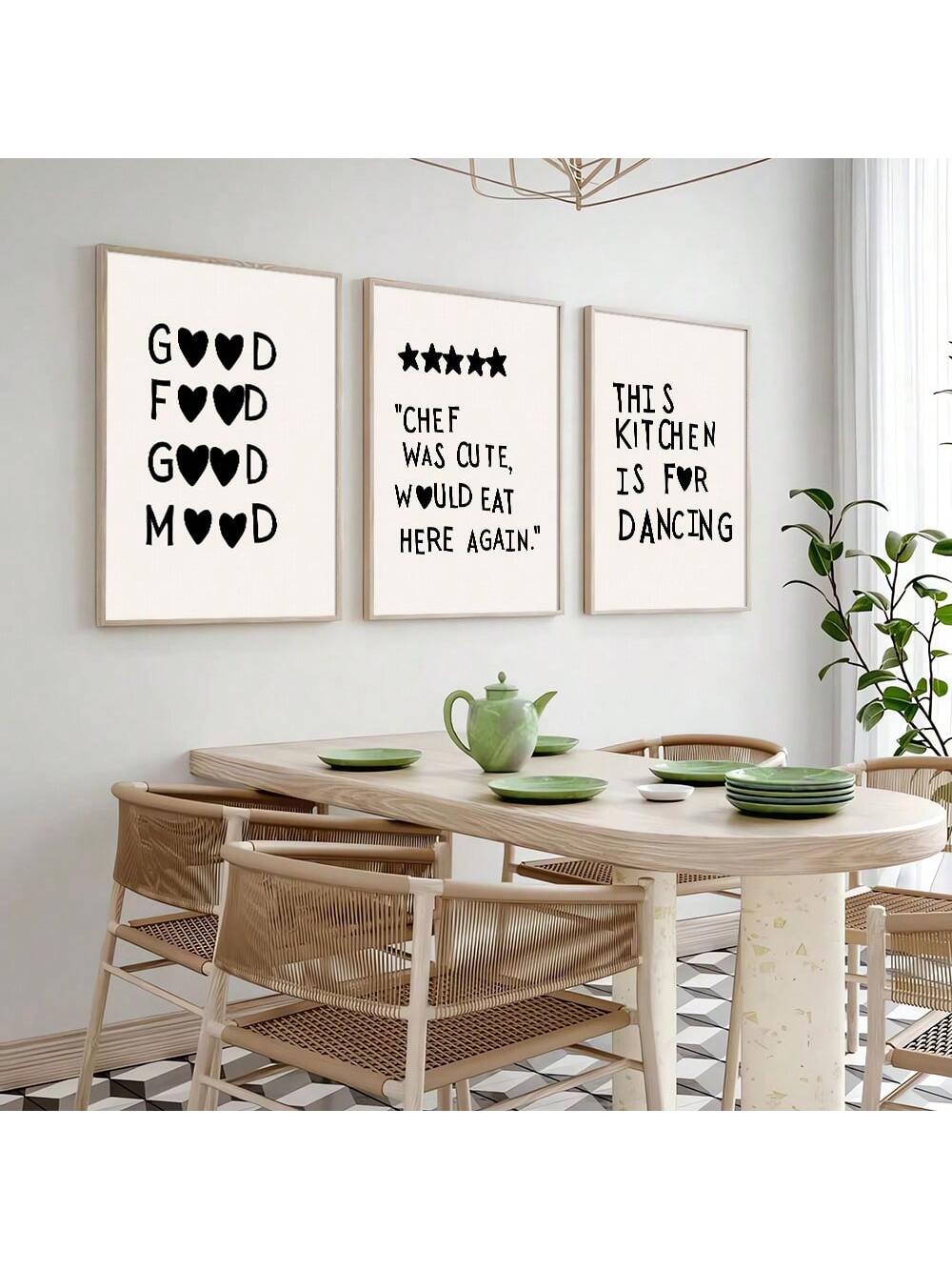 modern neutral kitchen art set of 5 prints -... Modern Minimalist Kitchen Wall Art Set - Enhance Your Dining Room Deco ...