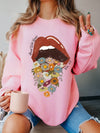 Floral Bliss Lips Printed Sweatshirt: A Cozy Blend of Nature and Fashion