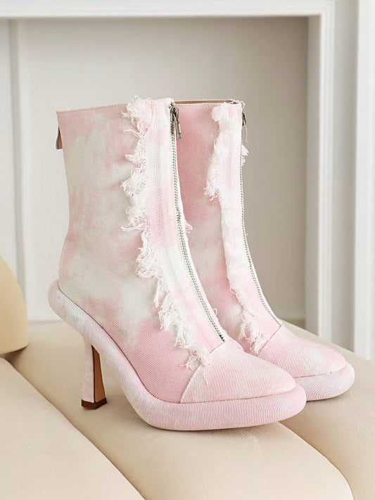 Denim Dream: Women's Platform Stiletto Boots - Perfect Valentine's Day Gift!