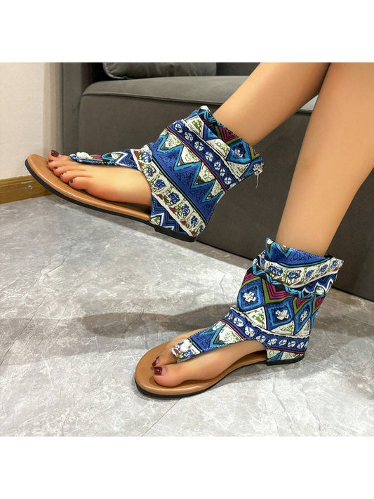 Summer Chic: Open Toe Flat Heel High Top Canvas Sandals