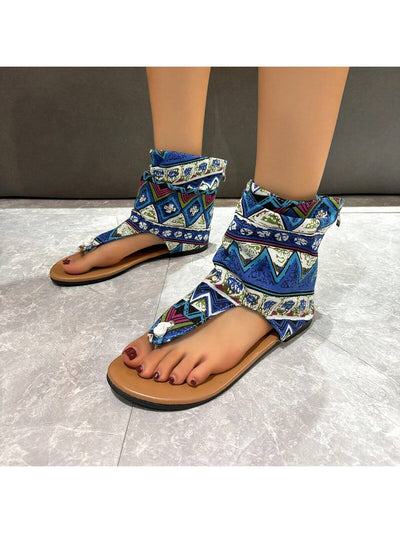 Summer Chic: Open Toe Flat Heel High Top Canvas Sandals