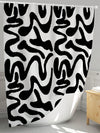 Chic and Sleek: Black Twisted Line Pattern Waterproof Shower Curtain