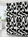 Chic and Sleek: Black Twisted Line Pattern Waterproof Shower Curtain