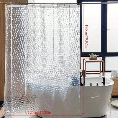 Chic and Water-Resistant Eva Water Cube Shower Curtain - Clear Design with Chemical-Free Lining