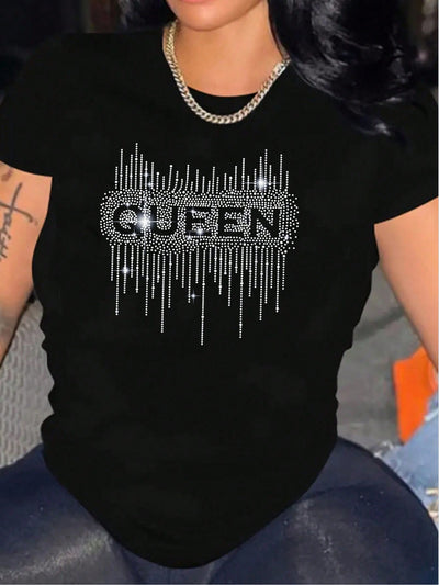 As a fashion expert, I recommend our Sparkling Confidence: Women's Rhinestone Letter T-Shirt for those who want to make a bold statement. The shirt features a comfortable fit and shimmering rhinestones that add a touch of glamour to any outfit. Show off your confidence with this unique and eye-catching piece.