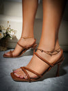 Chic and Stylish Bowknot Detail High Heeled Sandals for Summer in Apricot