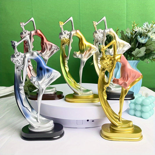Delicate Dance Girl Resin Statue: Elegant Art and Craft for Home and Office Decor