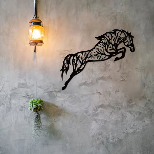 Add a touch of elegance and nature to any room with our Wild and Majestic Metal Horse Wall Art. Made with durable metal, this stunning piece is perfect for wildlife lovers and will add a touch of wild beauty to any space. Make a statement with this unique and eye-catching decoration.