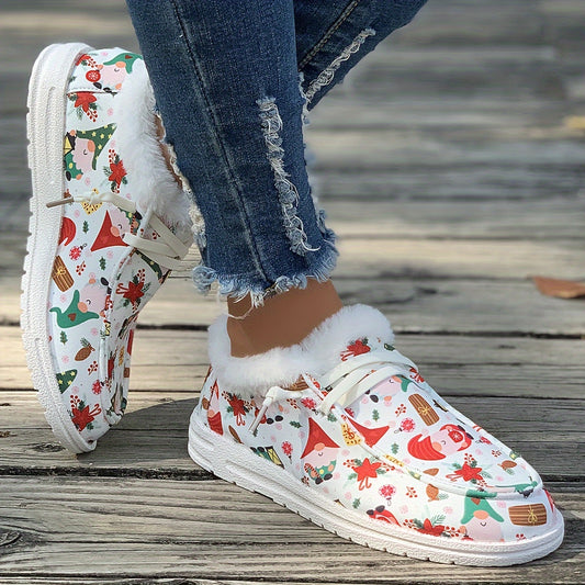 Step into the holiday season with these stylish and comfortable women's sneakers. The festive Christmas print will add a joyful touch to your outfit, while the plush lining provides all-day comfort. Perfect for casual wear or special occasions.