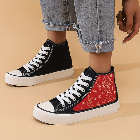 Stay comfortable and festive this holiday season with Festive Fashion's Women's Christmas Pattern Canvas Shoes. Crafted with canvas material and high-top design, these shoes are perfect for outdoor activities during Christmas and New Year's. Enjoy stylish and durable holiday style!