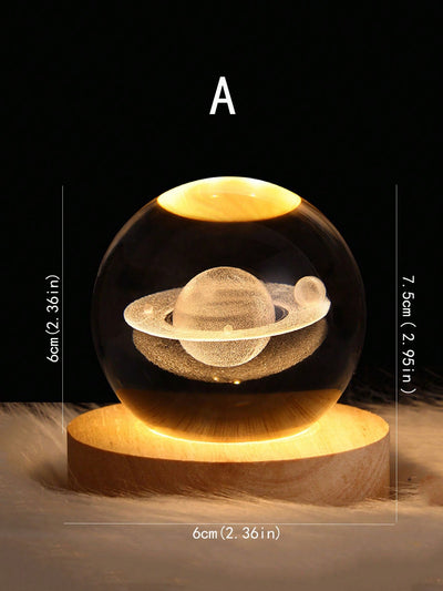 Saturn Nebula Moon Glowing Crystal Ball Lamp - Creative Bedside Night Light